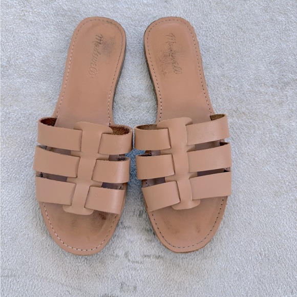 Madewell The Boardwalk Fisherman Slide Sandal in Leather/ 8H MEDIUM /ASHEN SAND - Picture 2 of 3